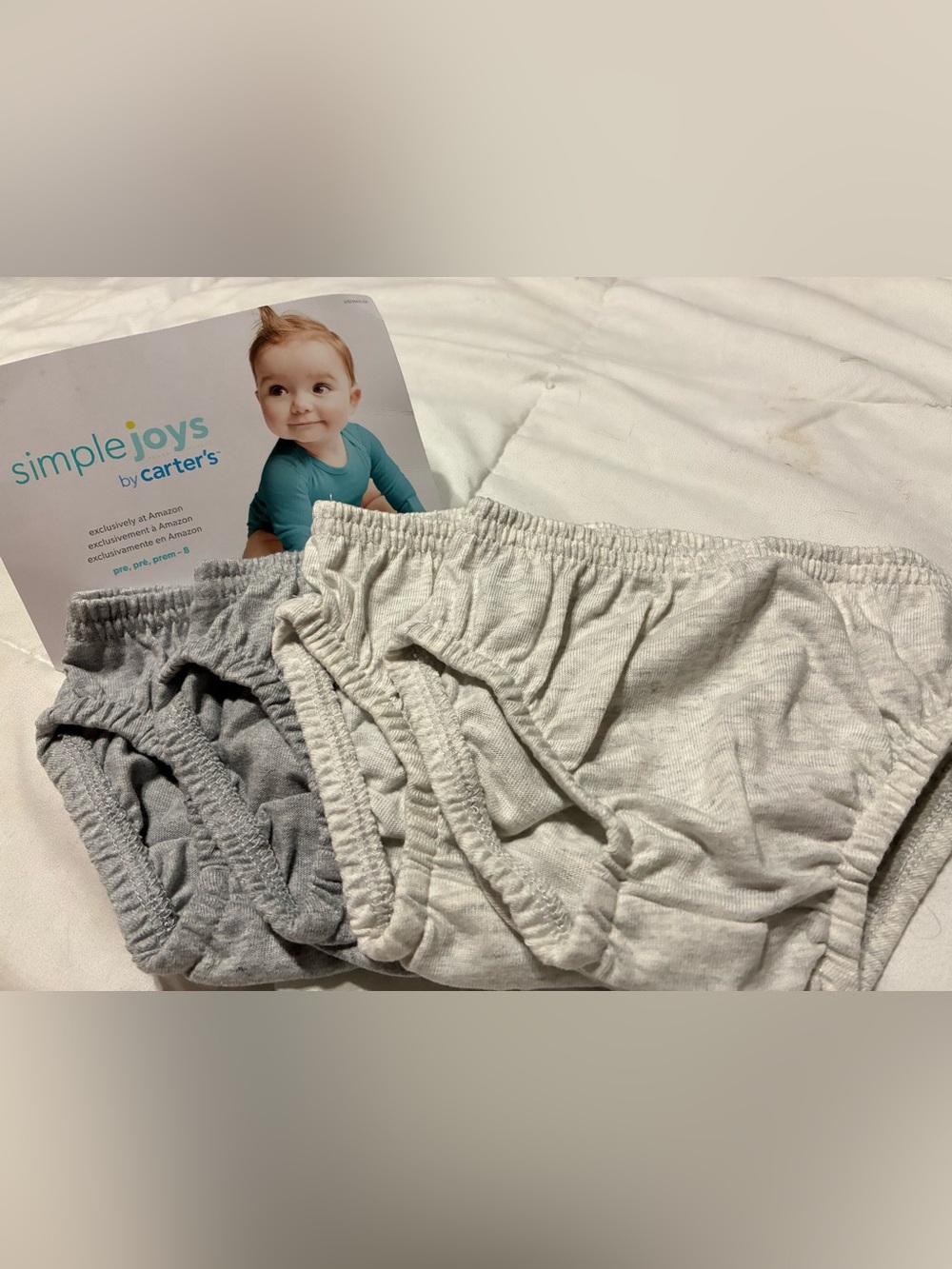 Carter's Simple Joys Toddler Briefs 3-Pack - Light Gray & Heather Gray